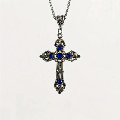 Gothic black ruby cross pendant men's women's for Women, Trendy Layering Pendant Charm Style, Daily Party Gift Evening Wedding Good Vibrations