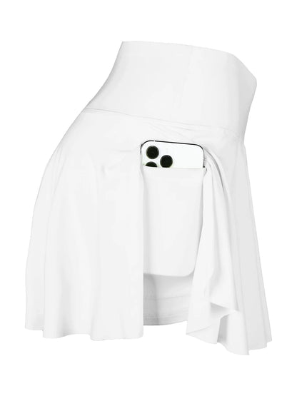 Women's Cross Waist Fake Two Pieces Sports Tennis Pockets Pant Skirt For Workout Fitness Badminton Yoga Fitness Running Marathon Good Vibrations