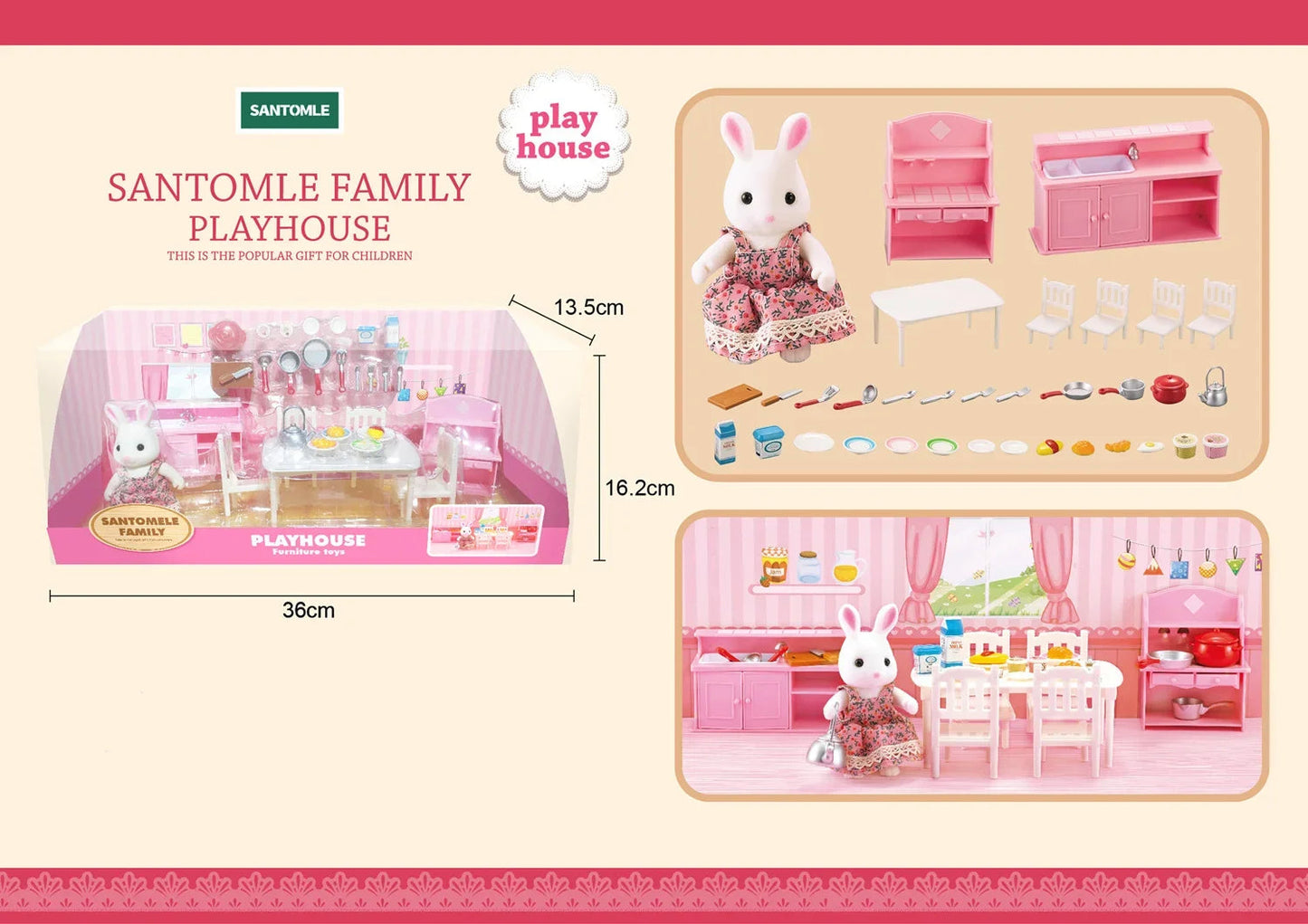 New Forest Family Microfilm Furniture Bathroon Kitchens Dining Bed Wardrobe Model Play House 1/12 Doll house Toys Birthday Gifts Good Vibrations