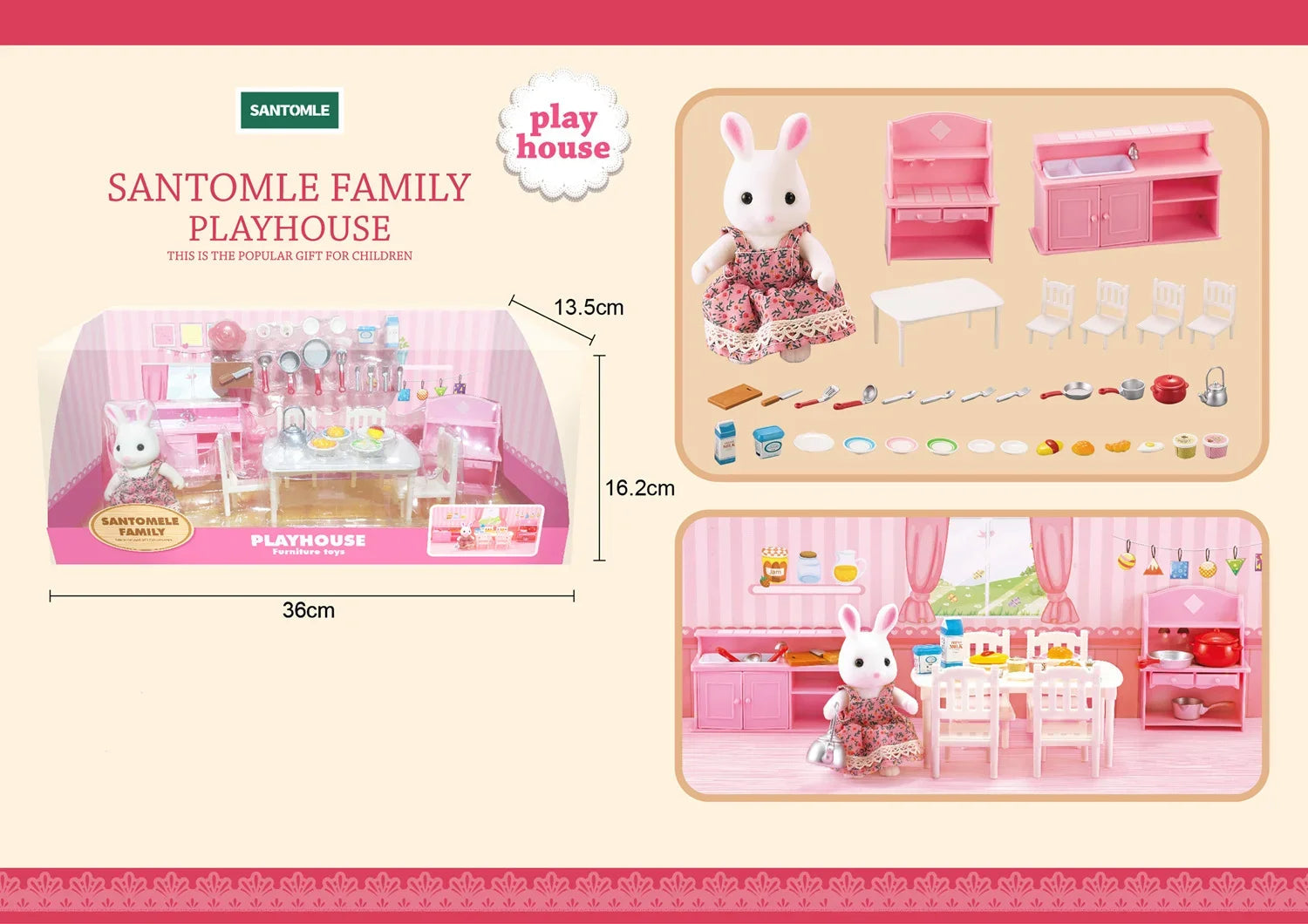 New Forest Family Microfilm Furniture Bathroon Kitchens Dining Bed Wardrobe Model Play House 1/12 Doll house Toys Birthday Gifts Good Vibrations
