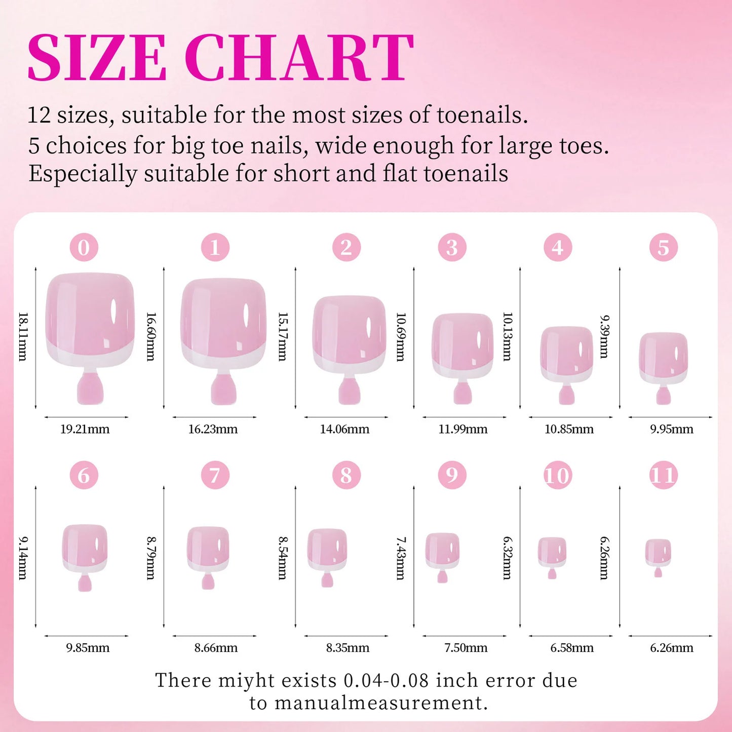 288PCS Nude Pink Fake Nails Colorful French Tips Full Cover Press On Nails for Hands & Feet DIY Manicure False Nails Art Good Vibrations
