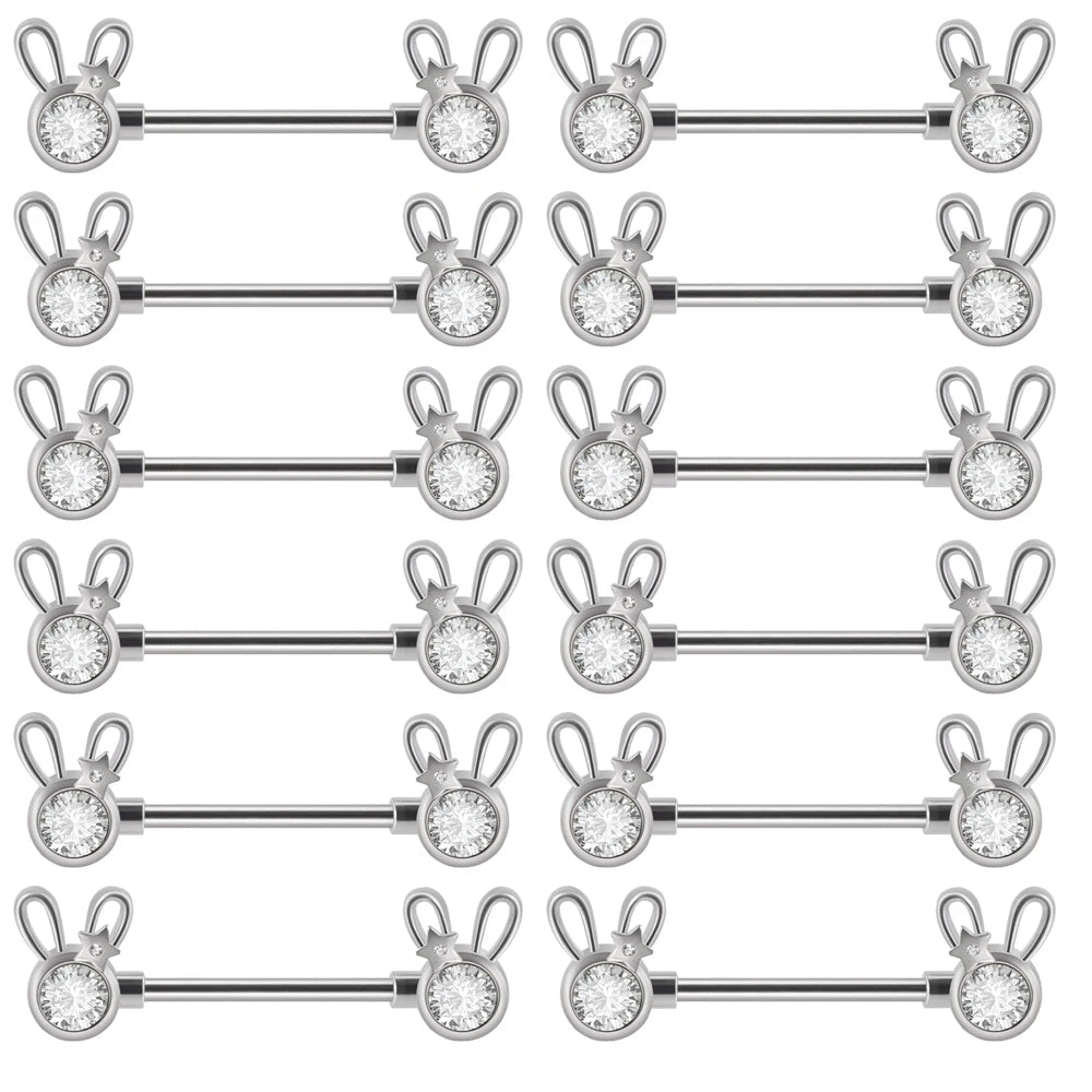 6Pairs/Lot 361L Surgical Steel Nipple Barbell Ring Moon Nipple Ring Scissors Nipple Shield 14G Tongue Piercing Body Jewelry Good Vibrations