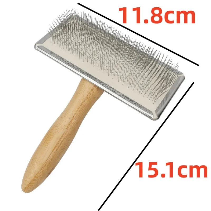 Dog Comb Solid Wood Dog Brush Pet Hair Remover Massage Cat Brush Pet Grooming Stainless Steel Combs for Cats Hair Knot Opening Good Vibrations