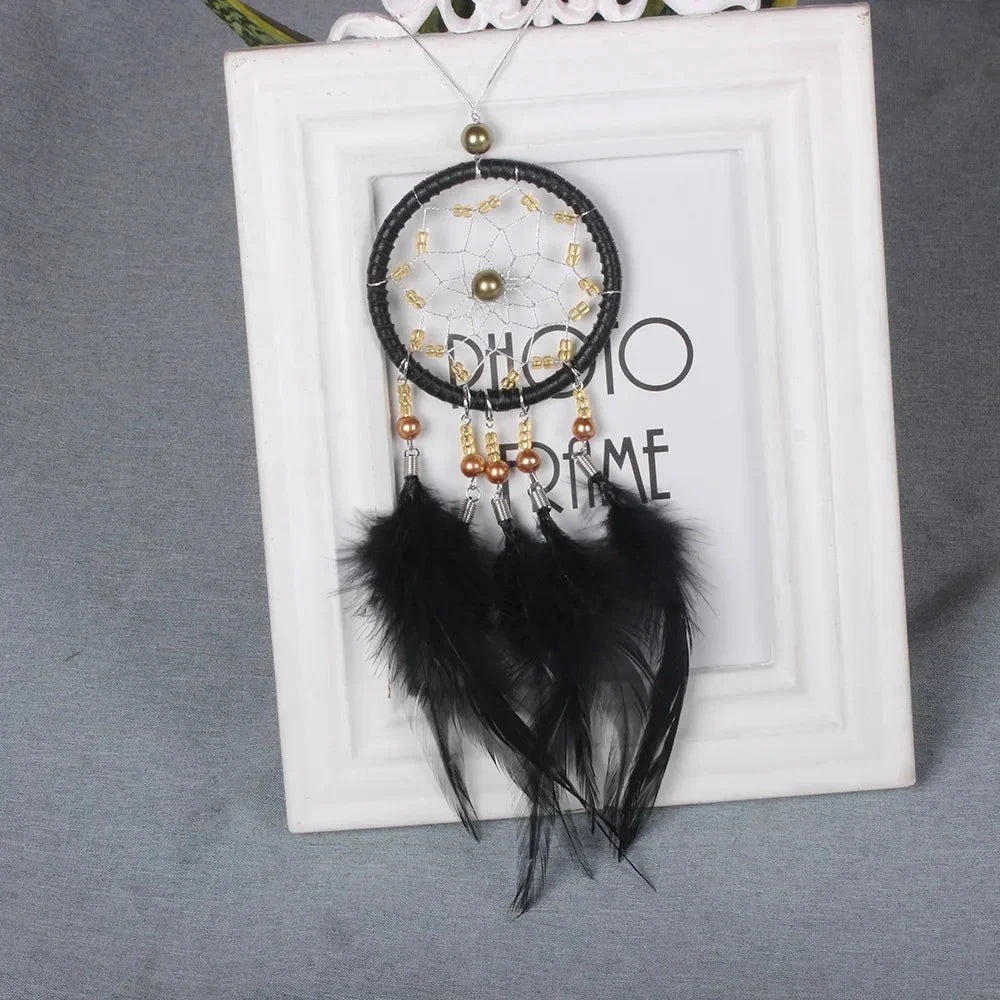 Car Ornament Interior Accessories Dream Catcher Car Pendant for Girls Feather Crystal Mirror Hanging Pendant Home Decor Lucky Good Vibrations