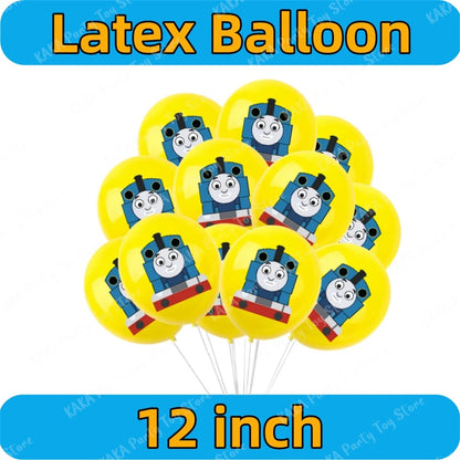 Thomas Birthday Decorations Cartoon Train Balloons Paper Tableware Stickers Backdrop For Kids Boy Girl Party Supplies Toy Gifts Good Vibrations