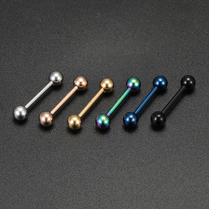 ZS 1Piece 14G Oil Luminescence Tongue Piercing Rings Stainless Steel Tongue Stud Skull Star Studs Earrings BCR Piercings Jewelry Good Vibrations Adult Super Store