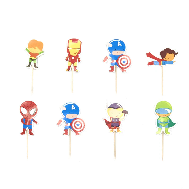 New Avengers Cake Decoration Cake Toppers Birthday Party Supplies Baby Shower Superhero Kids Boys Girls Cup Favors Decoration Good Vibrations