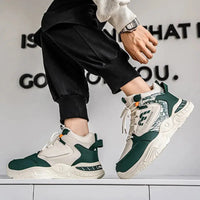 Platform Walking Sneaker Breathable Anti Slip Tennis Shoes Fashion High Top Men Board Shoes Leather Lightweight Men Casual Shoes Good Vibrations