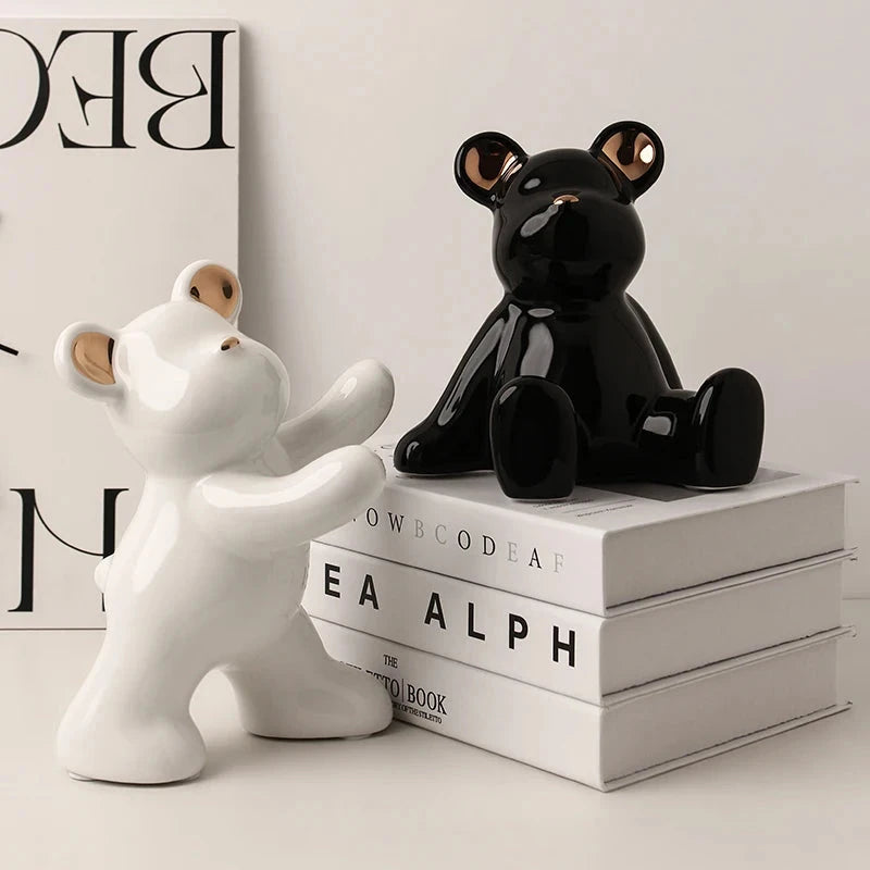 Bear Bookends Modern Luxury Cute Ceramic Home Decorations Simple Bedrooms, Bookshelves Available Good Vibrations