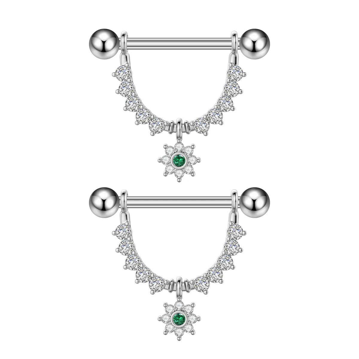 2pcs Both Sides Screwed Shield Barbell Nipple Rings 16mm Length Nipple Piercings Nonbril U-Shaped Dangled Heart Nipple Jewelry Good Vibrations
