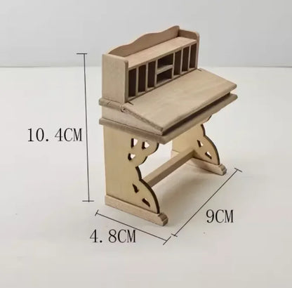 1:12  Miniature Dollhouse Furniture Model Play House Toy Cabinet Wooden Clamshell Desk New Diy Miniature Dollhouse Accessories Good Vibrations