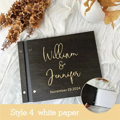 Personalized Guest Book Wedding Album Memory Wooden Adventure Rustic Unique Photo Album For Custom Name Marriage Wedding Gift Good Vibrations