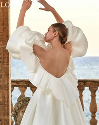 LORIE Elegant Satin Wedding Dresses Strapless Ruffle Sleeves A-Line Pleated Bride Prom Gown 2025 Romantic Bridal Gown Customized Good Vibrations