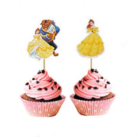 Beauty and the Beast Cake Toppers Cartoon Princess Belle Cupcake Topper Decor Baby Shower Girls Birthday Party Cake Decorations Good Vibrations