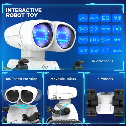 TOY Life Rechargeable RC Robot - LED Eyes Music Walkie Talkie Remote Control Toy for Kids Toddler Gift Good Vibrations