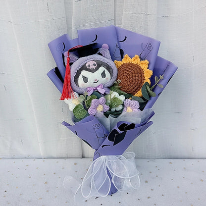 Graduation Gifts Sanrio Kuromi Hello Kitty With Crochet Sunflower Bouquet My Melody Cinnamoroll  Mother's Day Birthday Gifts Good Vibrations