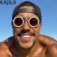 Small Frame Round Steampunk Sunglasses Men 2025 Luxury Brand Retro Punk Sun Glasses For Male Classic Driving Eyewear UV400 Good Vibrations