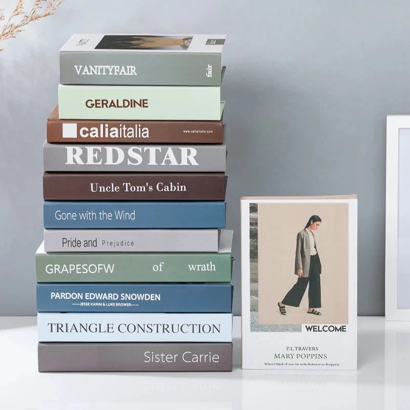 Modern fake book ornament Nordic light luxury simulation book living room home store decoration photo props book case box Good Vibrations
