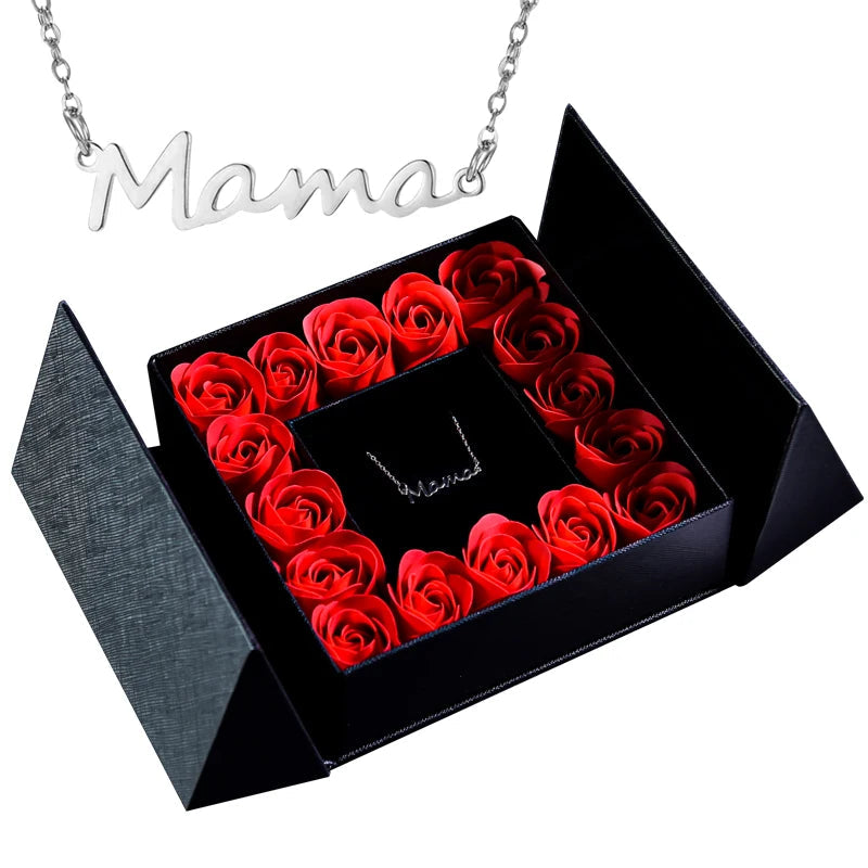 Gifts for Women Jewelry Pendant Necklace /w Soap Eternal Rose Gift Box Mother's Day Necklace Jewelry Wedding Anniversary Gifts Good Vibrations