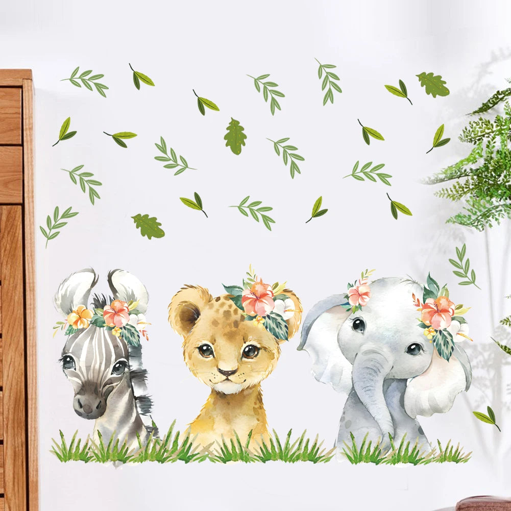 Cartoon Animals decals wall stickers for kids rooms children bedroom wall decals 3d vivid poster Decoration murals Beby Favors Good Vibrations