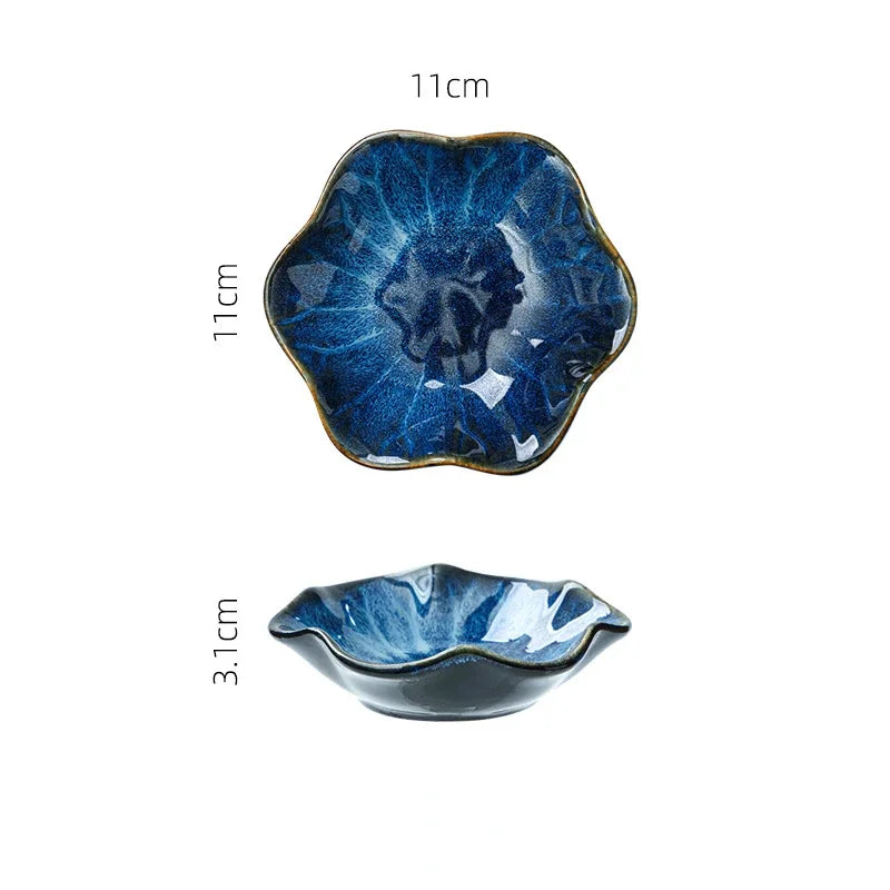 Japanese Ceramic Plate Retro Kiln Glaze Barbecue Mini Dipping Dish Sashimi Sushi Soy Sauce Dishes Home Desktop Snack Plates New Good Vibrations