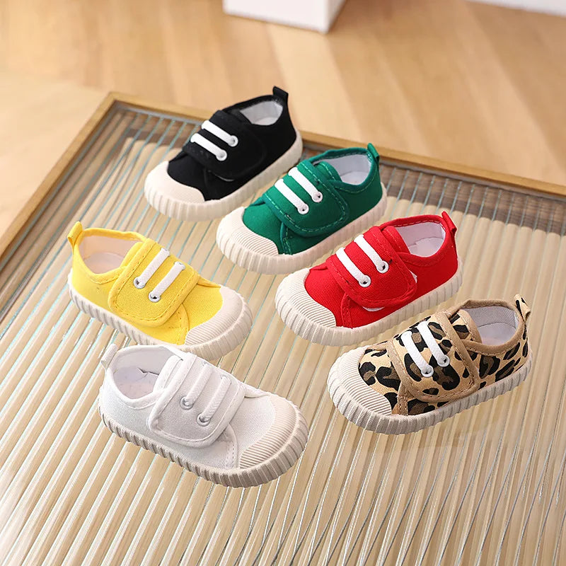 Children's Casual Shoes, Canvas Soft Sole Shoes Spring and Autumn Boys and Girls' Low Top Single Shoes Non-slip Prewalker Kids Good Vibrations