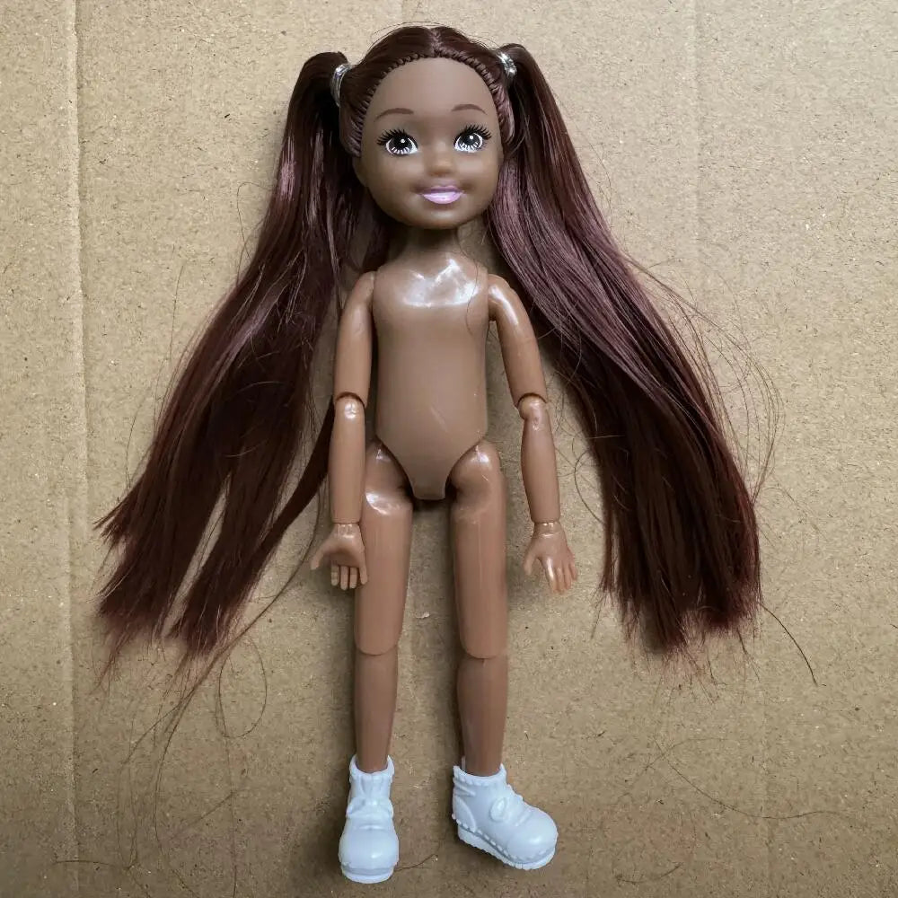 14cm Little Kelly Joints Movable 5-inch Boys Girls Dark Ordinary Skin Naked Body Reborn Bjd 1/12 Toys White Blonde Black Hair Good Vibrations