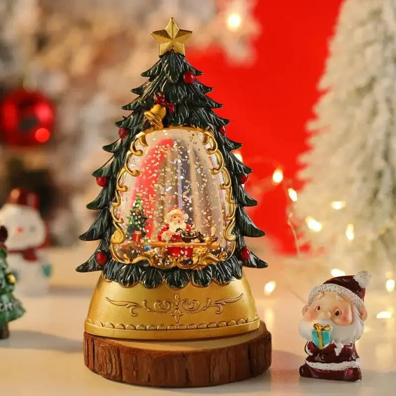 Christmas Illuminated Night Lights Decorate The Desktop with Snowflake and Christmas Wind Lanterns Creating A Festive Atmosphere Good Vibrations