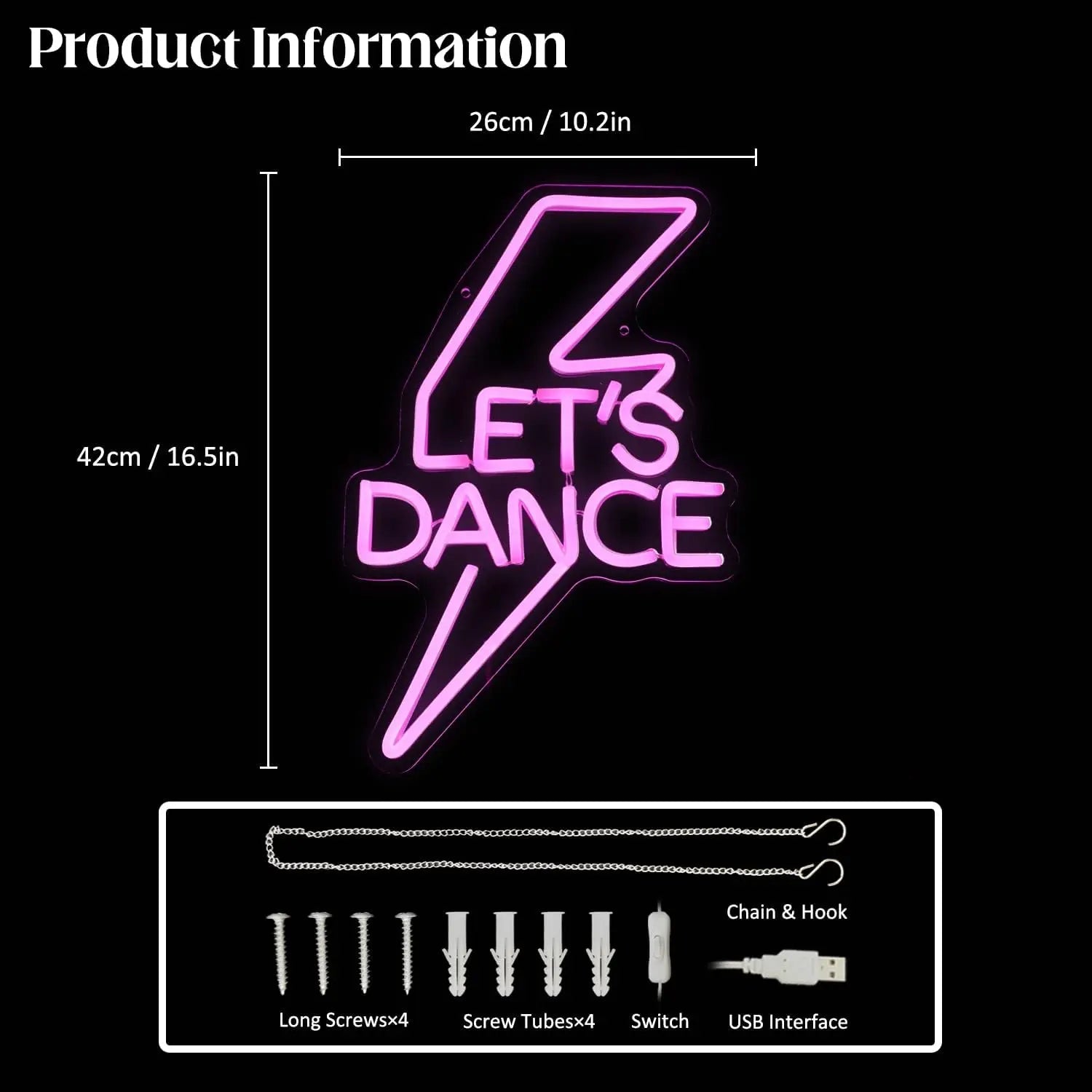 Let's Dance Neon Sign Pink Led Light Sign Light Up Signs Letter Neon Signs for Bedroom Bar Wedding Birthday Dancing Party Decor Good Vibrations