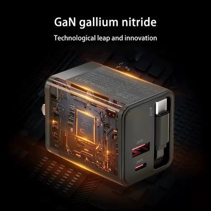 120W Charger Equipped With Telescopic Gallium Nitride Fast Charging Data Cable Phone Charger Adapter For Android IPhone Charger Good Vibrations