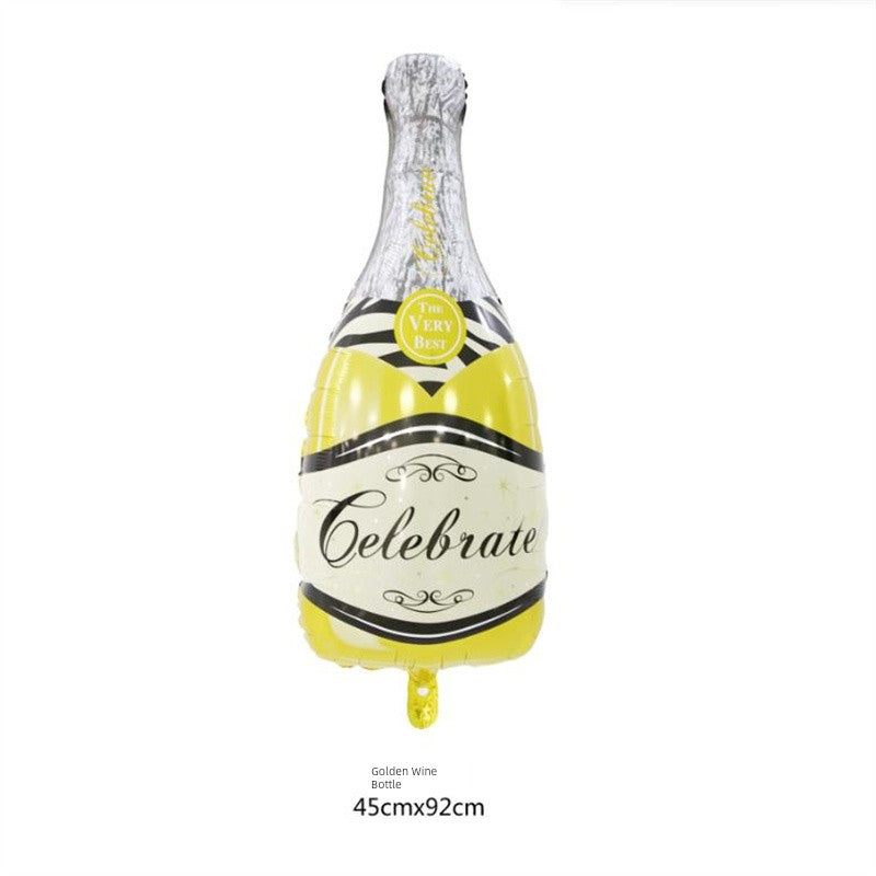Adult Birthday Arrangement Champagne Bottle Wine Glass Shape Aluminum Film Balloon Wedding Party New Year Decoration Photo Props Good Vibrations