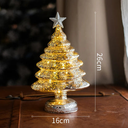 Christmas Tree Glass Night Light for Home Xmas Romantic Holiday Atmosphere Arbol De Navidad Ornaments LED Luminous Decoration Good Vibrations