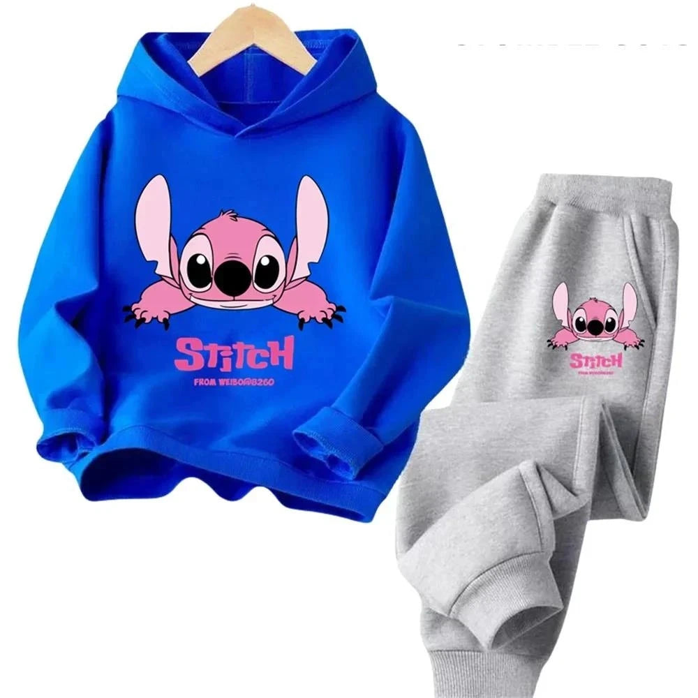 Children Hoodies Stitch Kawaii Fashion Pullover Sweatshirt Anime Trucksuit Manga Cartoons Girls Boy Kids Autumn Casual Clothes Good Vibrations