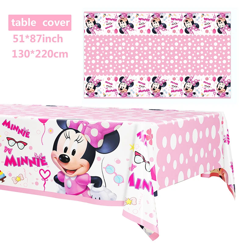 Disney Pink Minnie Mouse One Year Old Birthday Party Supplies Cup Plate Kids Girl Birthday Party Decor Disposable Tableware Set Good Vibrations