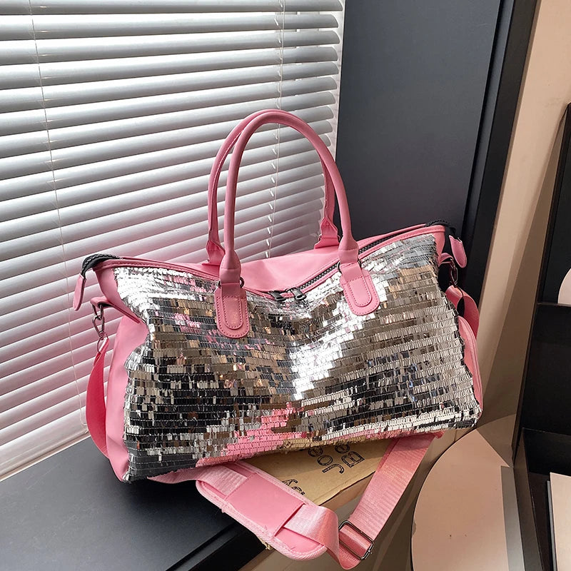 Sequined Underarm Shoulder Evening Tote Bags For Women Shiny Big Capacity Shopper Totes Nightclub Party Luxury Designer Handbags Good Vibrations
