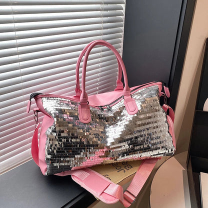 Sequined Underarm Shoulder Evening Tote Bags For Women Shiny Big Capacity Shopper Totes Nightclub Party Luxury Designer Handbags Good Vibrations