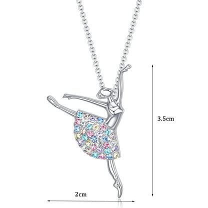 Crystal Charm Color Zircon Choker Dancing Girl Ballerina Dancer Pendant Necklace Jewelry Gift for Ballet Girls Women Good Vibrations