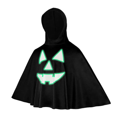 Cool Halloween Noctilucent Pumpkin Cloak Fun Creative Ghost Face Shawl Sleeveless with Hat Kid Cosplay Costume Gift Good Vibrations