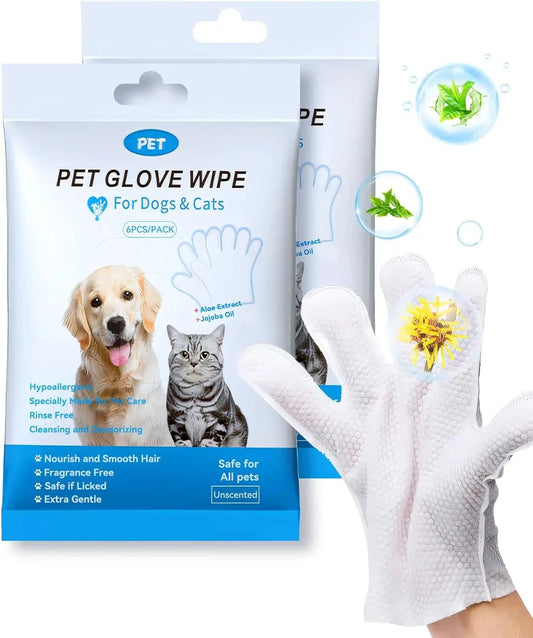 Cleaning Wipes Gloves for Dog and Cat,Pet Bathing Wipes Cleaning & Deodorizing,Dog Wipes for Body Paws Butt Daily Care,Cat Groom Good Vibrations