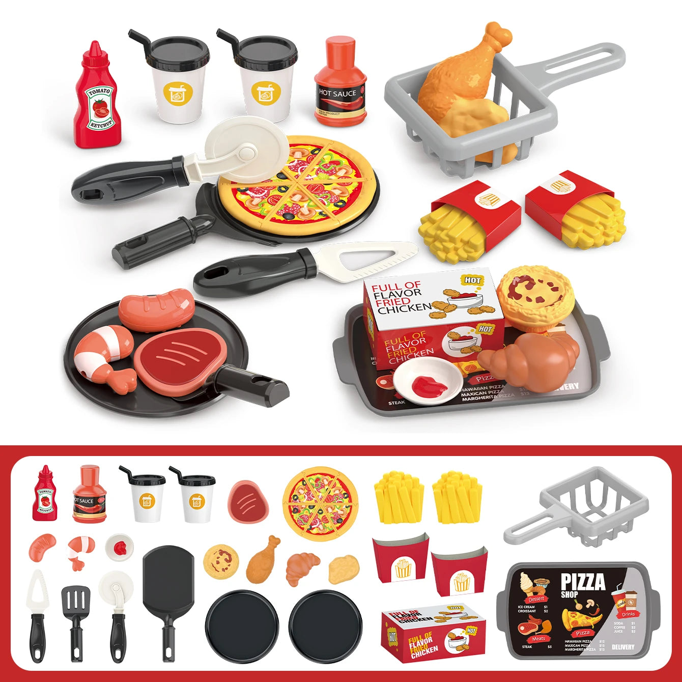 Children's toys: Pretend play, barbecue, fast food, pizza, sushi, afternoon tea, desserts, kitchen food, toy sets Good Vibrations