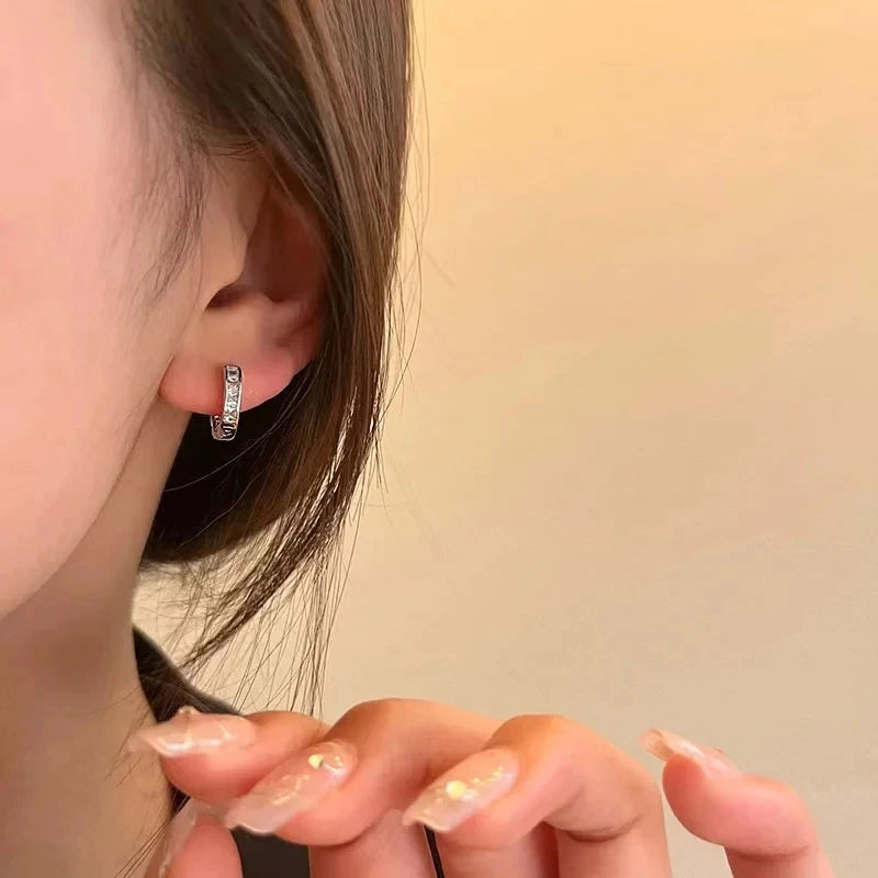 4Pcs/set Stainless Steel Aesthetic Zircon Crystal Hoop Earrings for Women Egirl New Y2K Cool Daily Wear Jewelry Accessories Good Vibrations