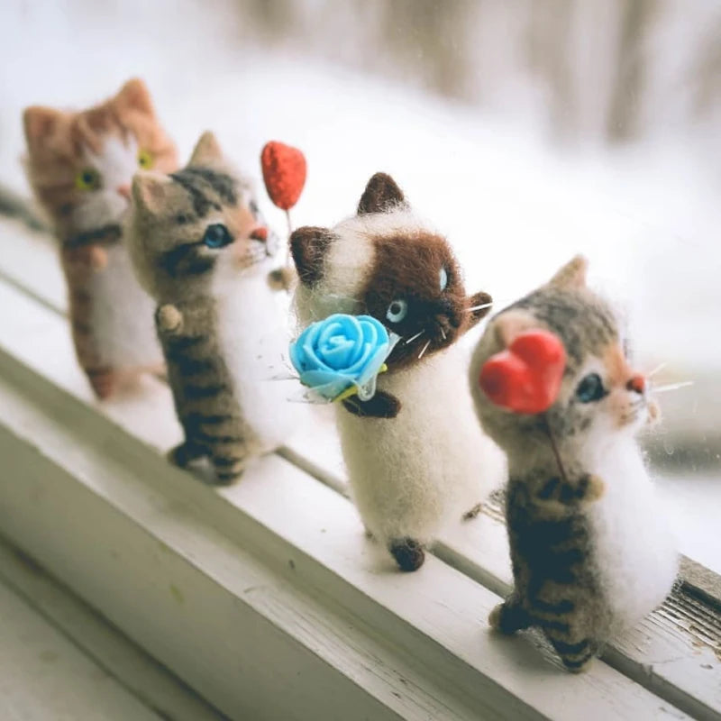 Cute and Interesting handmade toys DIY wool felt cat kits unfinished plush doll poking music toy gift Non-finished product Good Vibrations