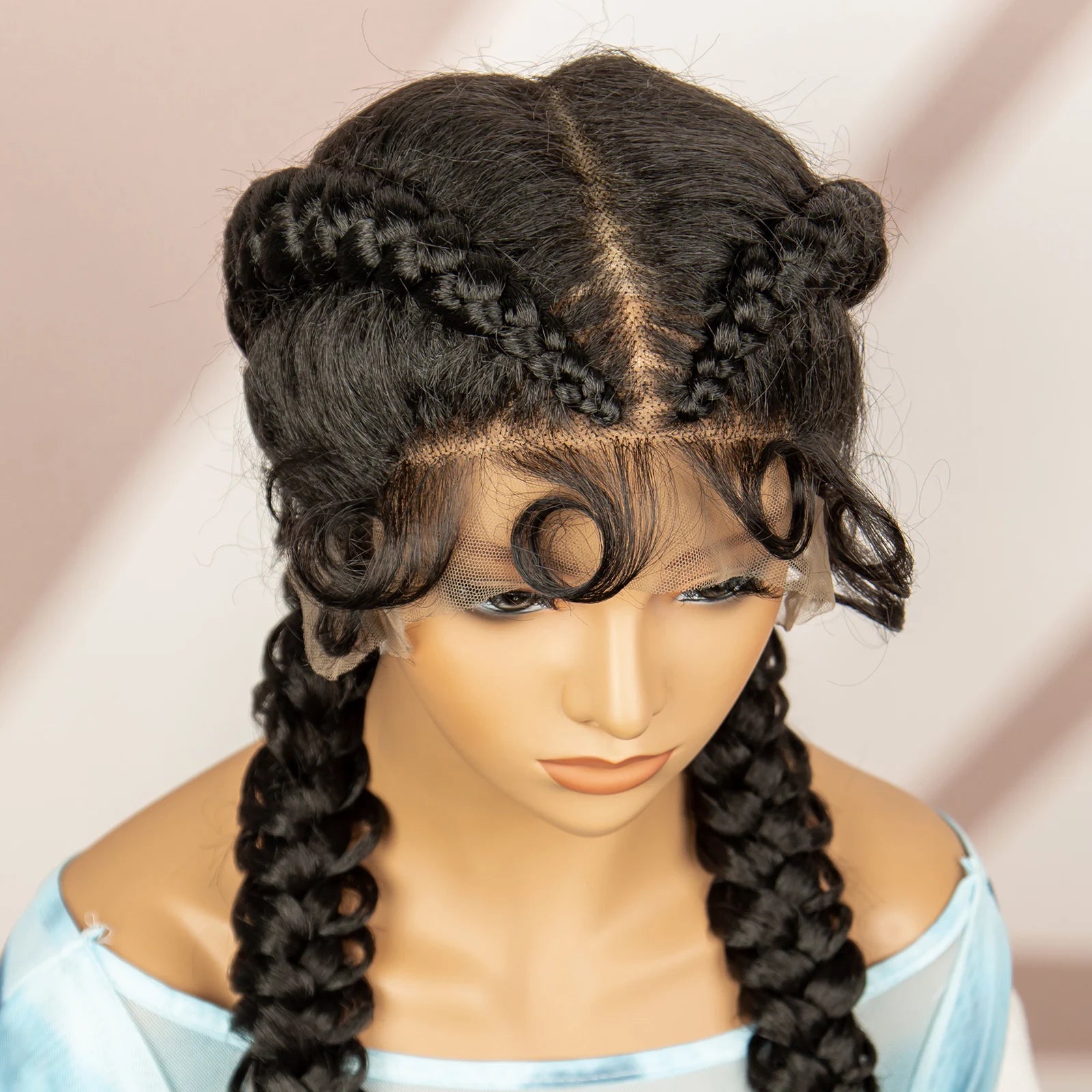 Synthetic Goddess Braided Wigs Cornrow Braided Wigs with Baby Hair Braids Wigs for Women Daily Use Knotless Wigs Good Vibrations