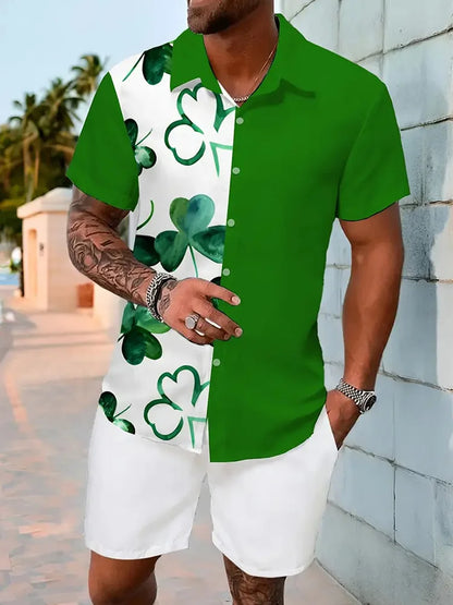 2025 New Summer Casual Men's Shirt And Beach Shorts Set 3D Printed Short-sleeved Outdoor Streetwear Shorts Camisas De Hombre Good Vibrations