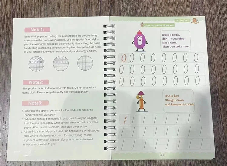 4 Books Montessori SANK English Magic Copybook Reusable Writing Practice 3D Calligraphy Book Wipe-free Education Books Good Vibrations