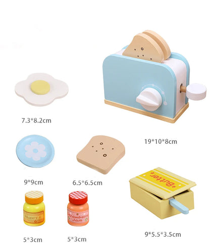 Wooden Kitchen Pretend Play Toy Simulation Wooden Toaster Machine Baby Early Learning Educational Toys Good Vibrations