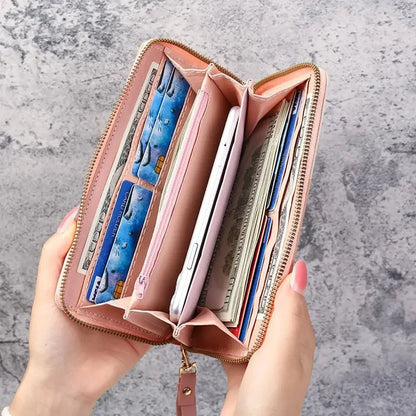 Fashion Zipper Wallets Womens Long Purses Handbags Coin Purse Cards Holder PU Leather Billfold Wallet Good Vibrations
