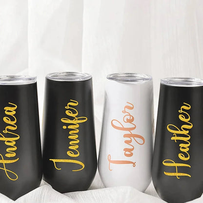 Personalized Bridesmaid Champagne Tumbler Good Vibrations