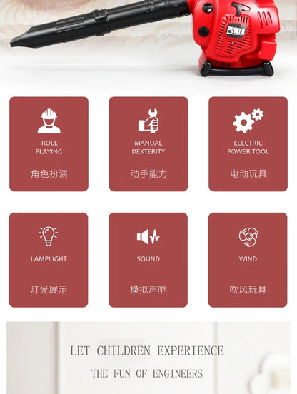 Children Electric Toolbox Pretend Play Toys Baby Simulation Tools Repair Lawn Mower Saw Hair Dryer Toy Maintenance Tool for kid Good Vibrations