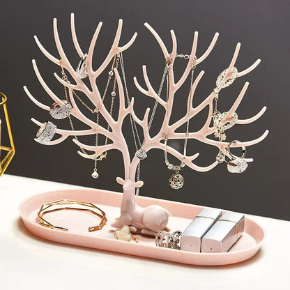 Jewelry Display Stand Tray Tree Storage Racks Earrings Necklaces Rings Jewelry Boxes Case Desktop Organizer Holder Make Up Decor Good Vibrations